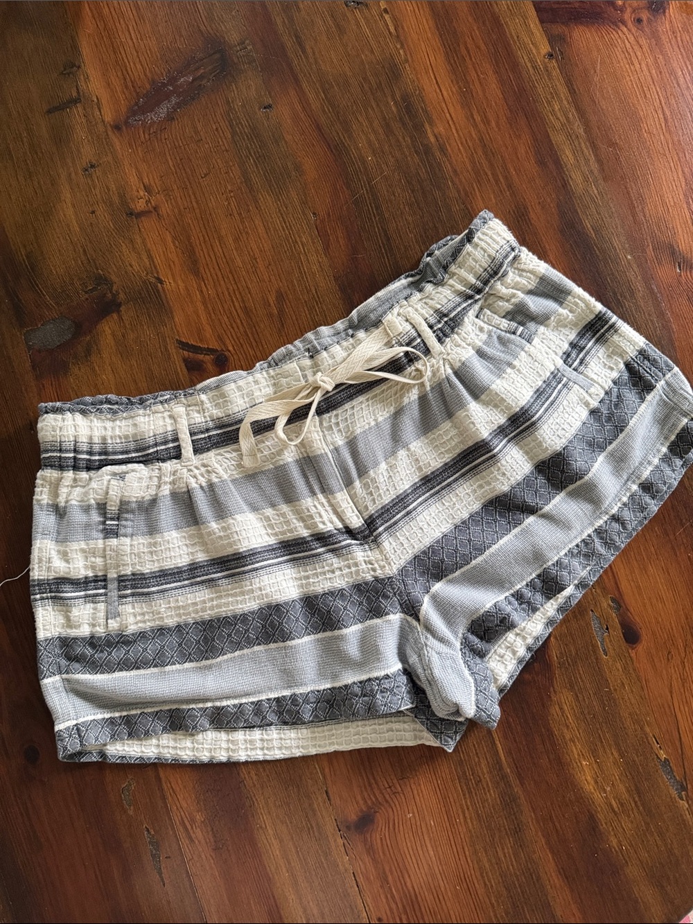 Striped blue, cream and Gray Women’s Shorts